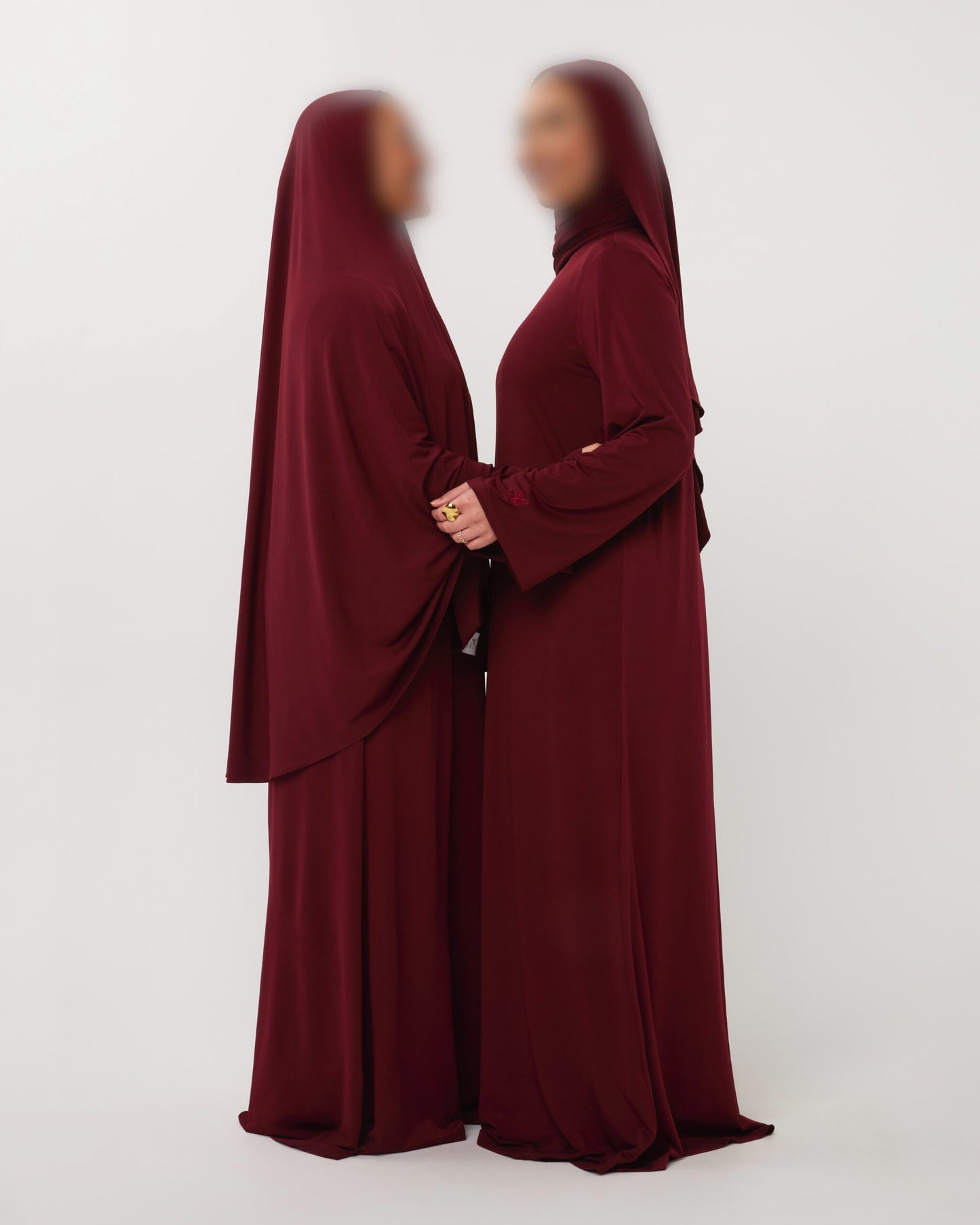 PREMIUM JERSEY ABAYA GHIMAAR SET BORDEAUX SHORT