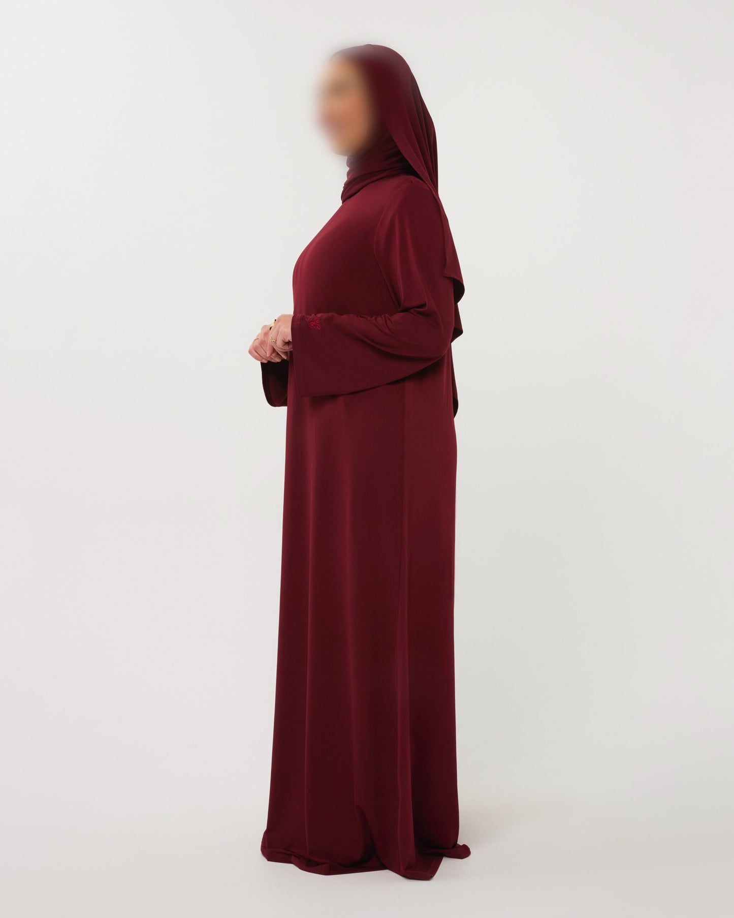 PREMIUM JERSEY ABAYA GHIMAAR SET BORDEAUX SHORT