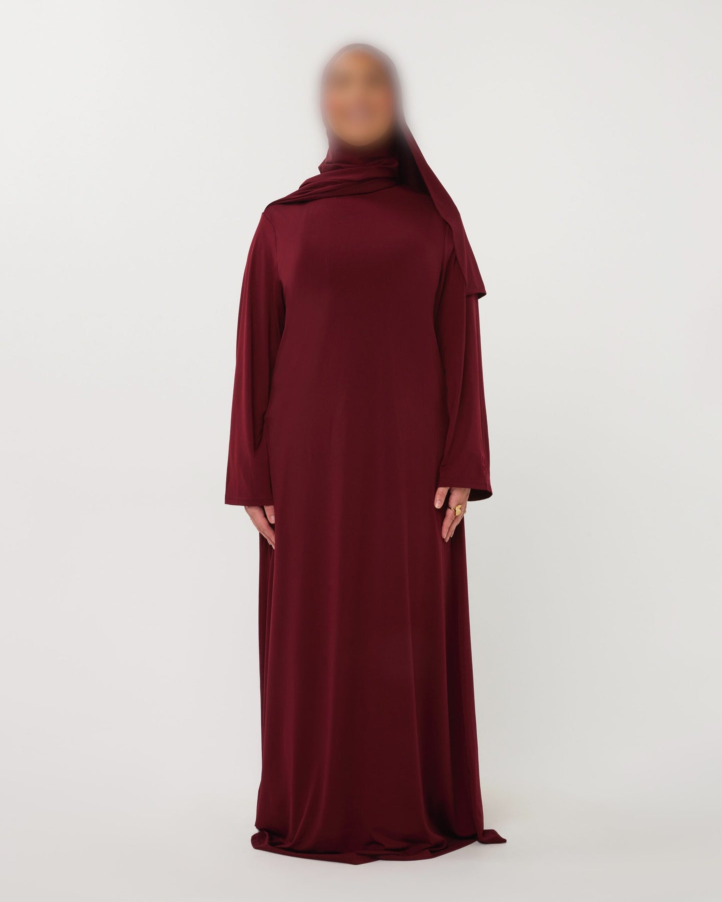 PREMIUM JERSEY ABAYA GHIMAAR SET BORDEAUX SHORT