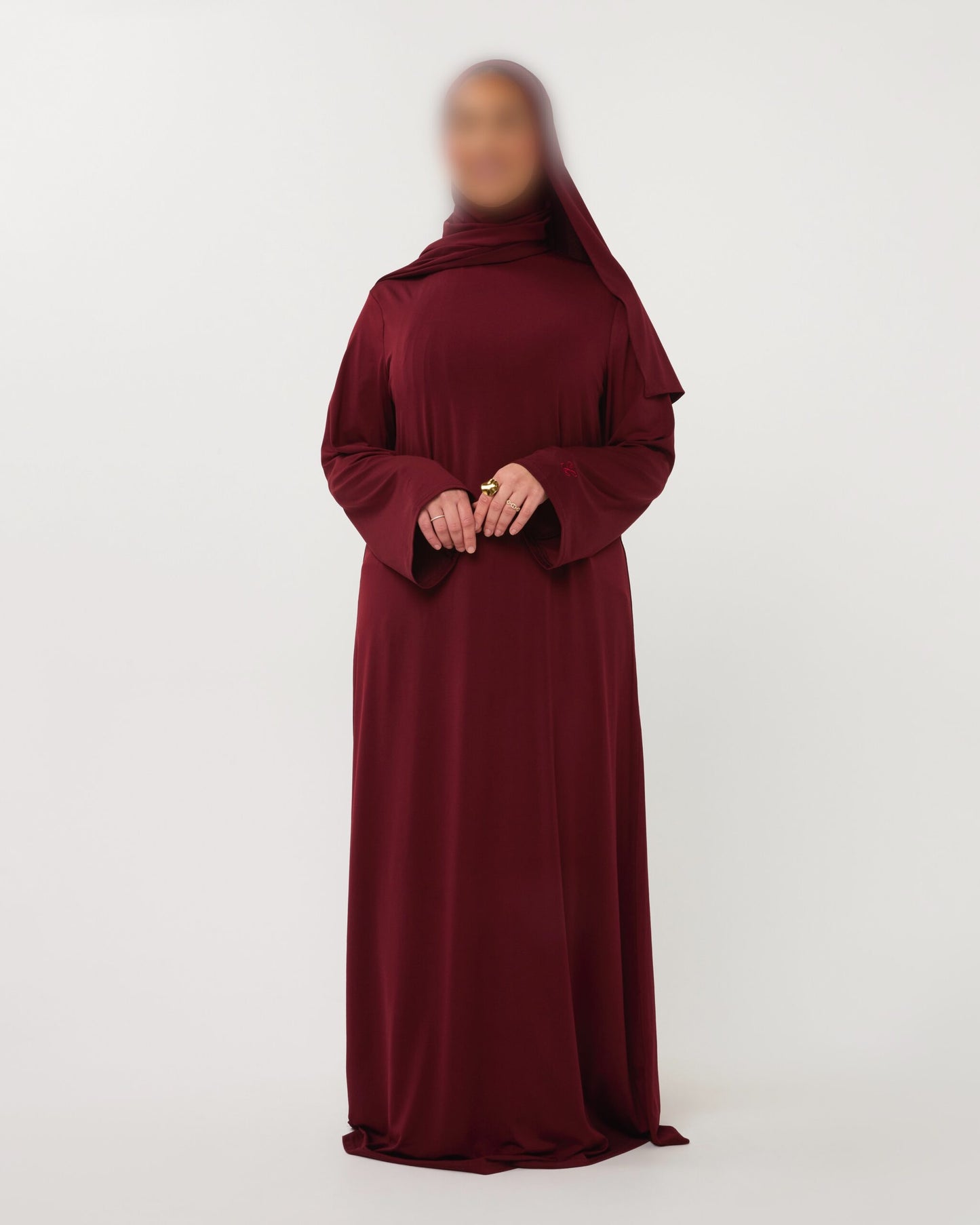 PREMIUM JERSEY ABAYA GHIMAAR SET BORDEAUX SHORT