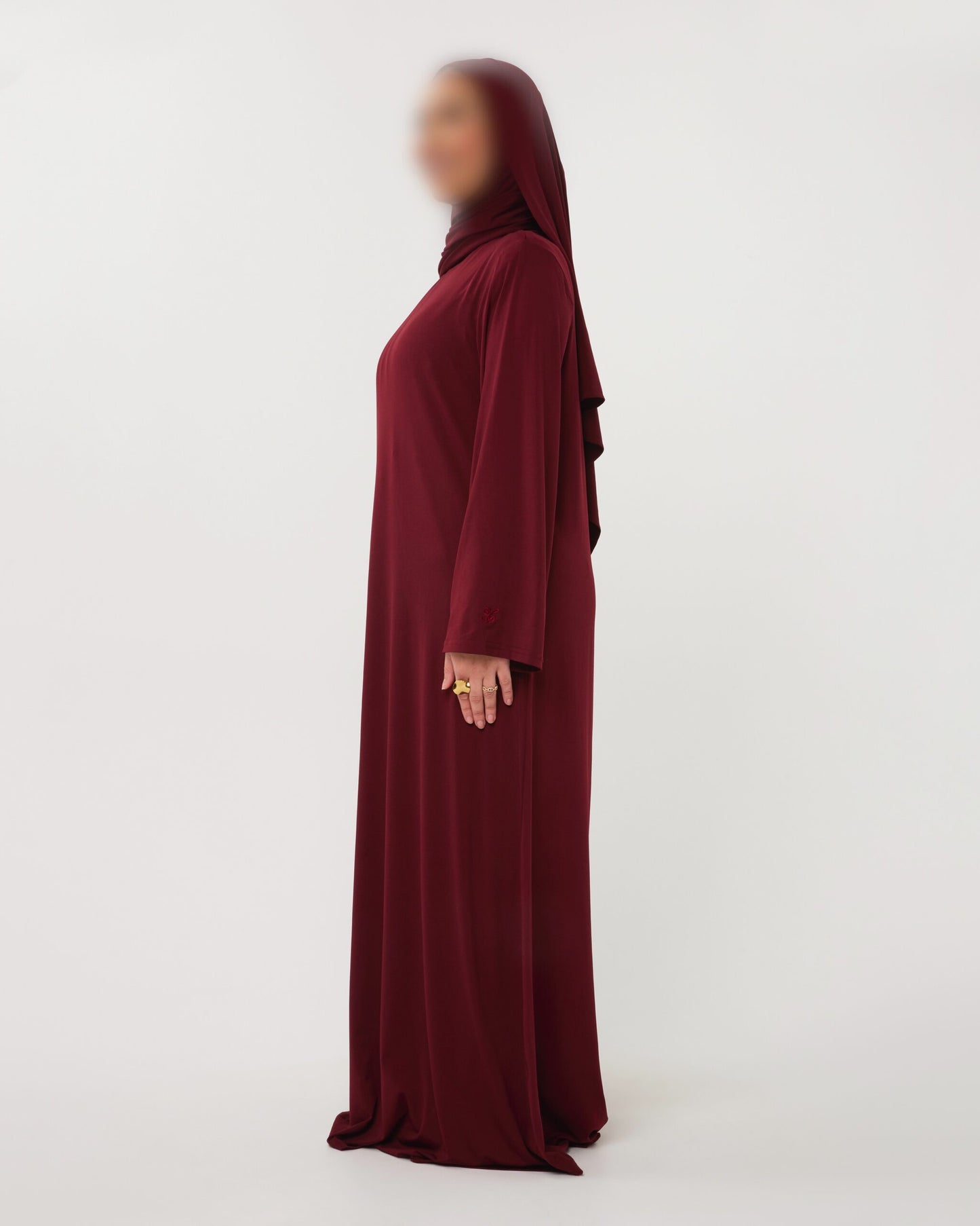 PREMIUM JERSEY ABAYA GHIMAAR SET BORDEAUX LONG