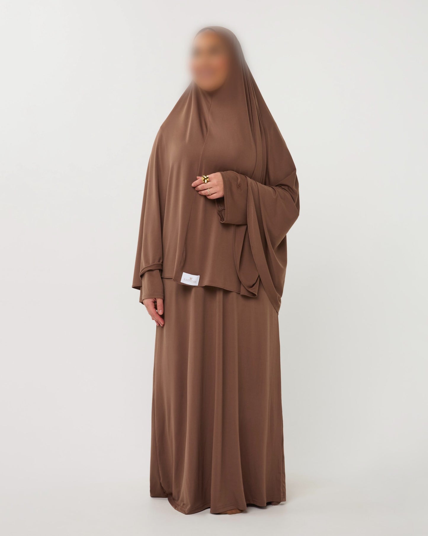 PREMIUM JERSEY ABAYA GHIMAAR SET WALNUTBROWN LONG