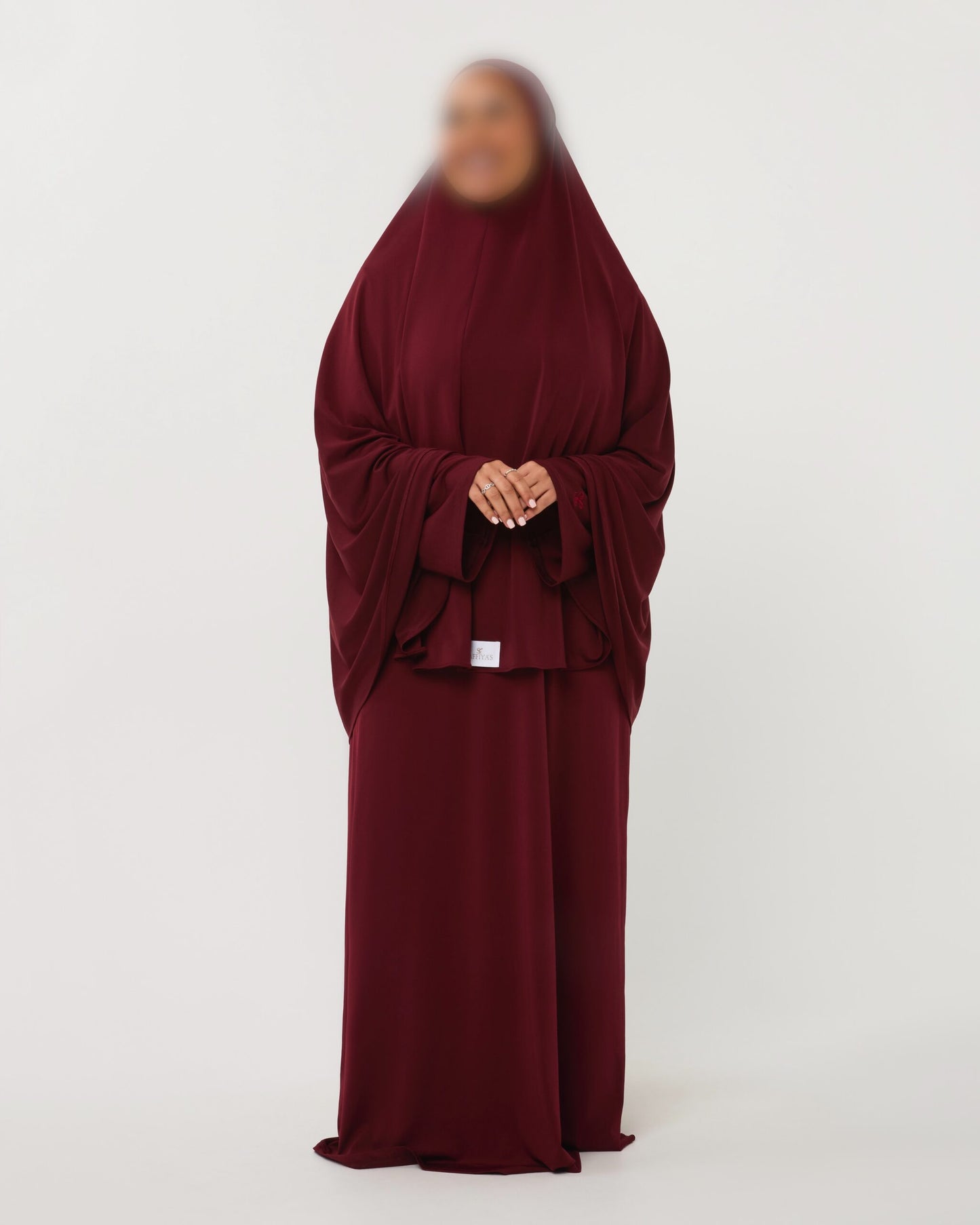 PREMIUM JERSEY ABAYA GHIMAAR SET BORDEAUX SHORT