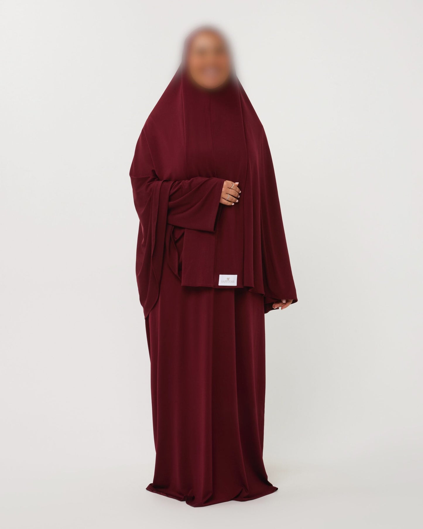 PREMIUM JERSEY ABAYA GHIMAAR SET BORDEAUX LONG