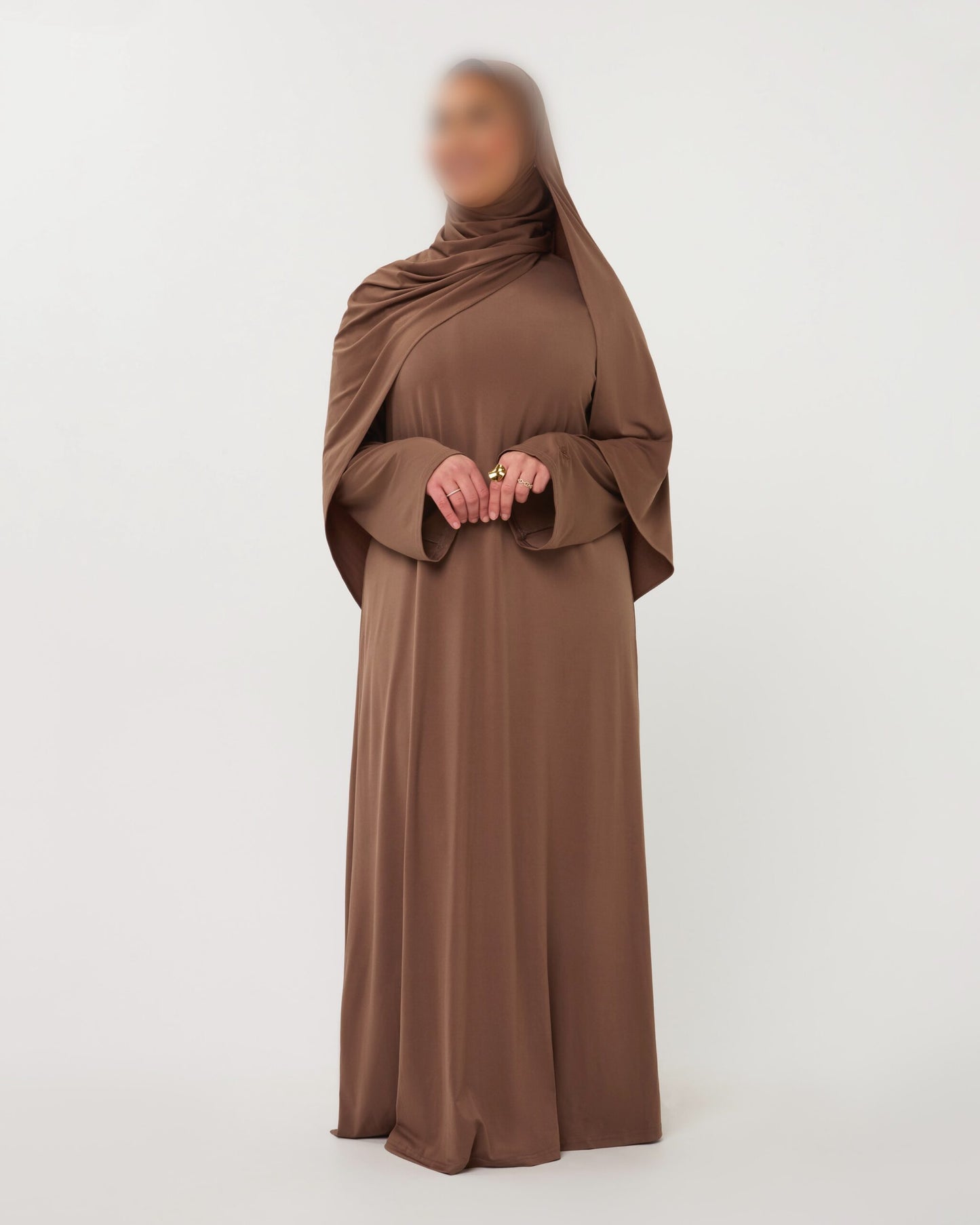 PREMIUM JERSEY ABAYA GHIMAAR SET WALNUTBROWN SHORT