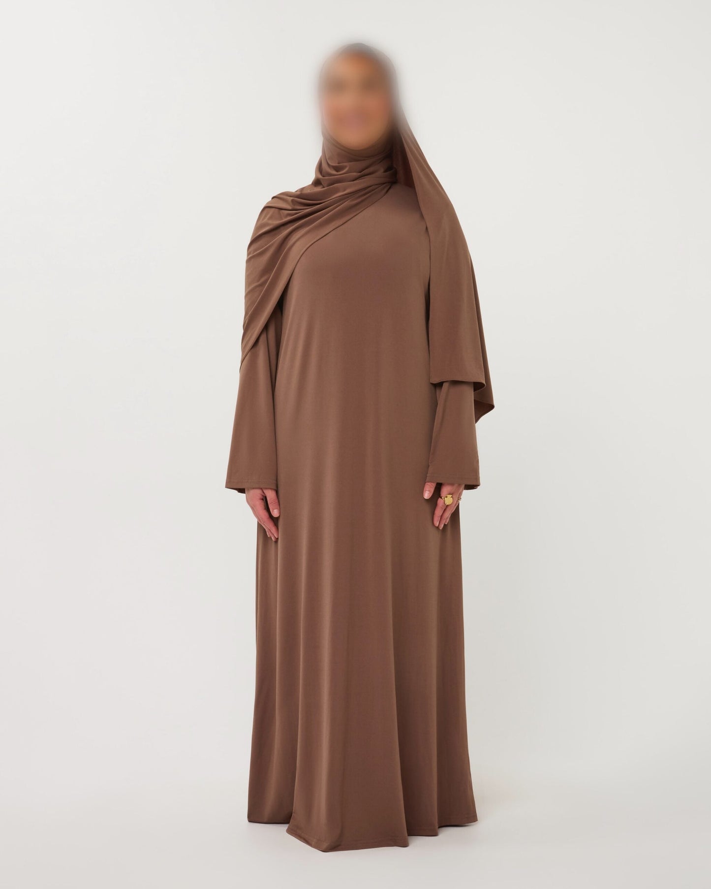 PREMIUM JERSEY ABAYA GHIMAAR SET WALNUTBROWN LONG