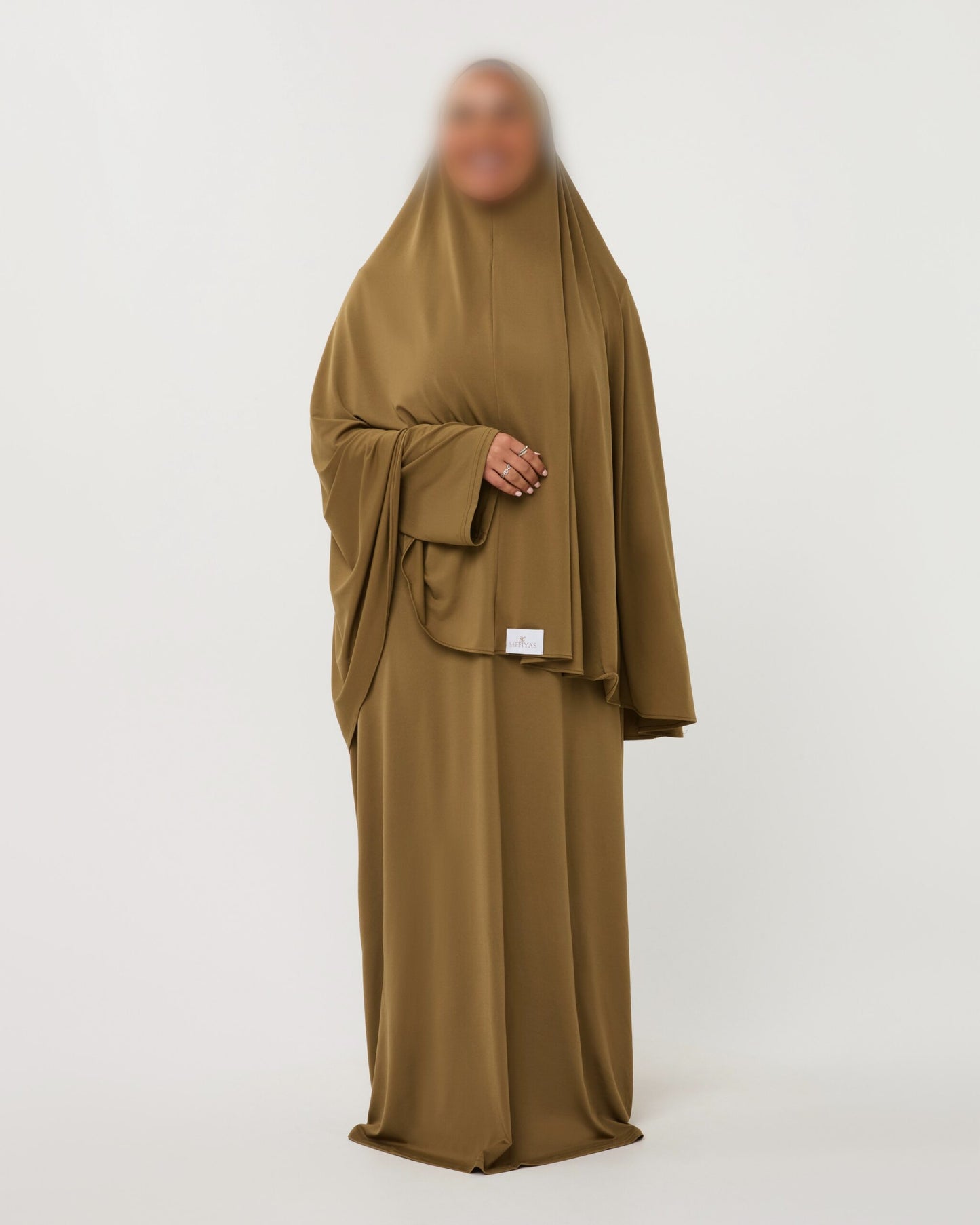 PREMIUM JERSEY ABAYA GHIMAAR SET OLIVE LONG