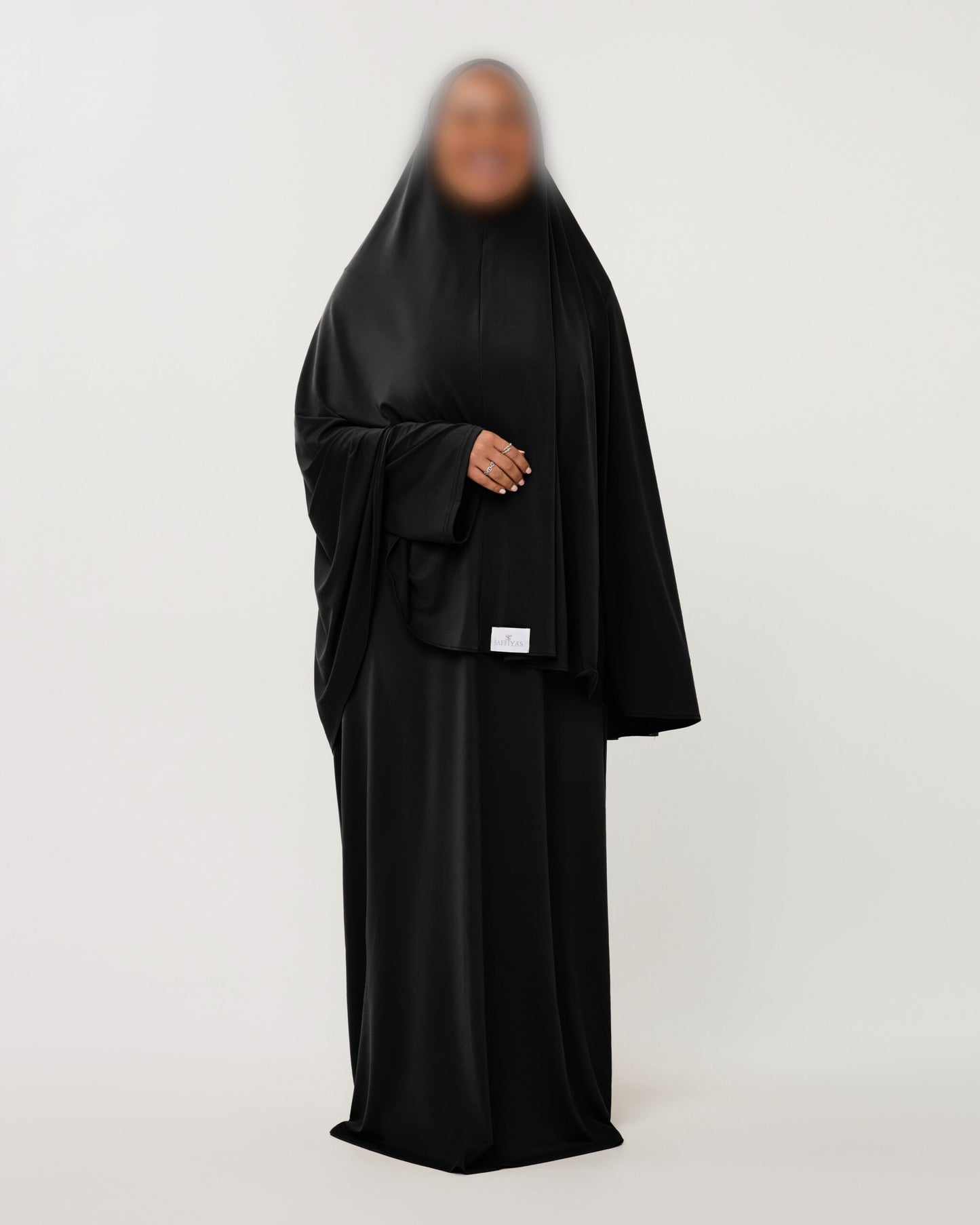PREMIUM JERSEY ABAYA GHIMAAR SET BLACK LONG