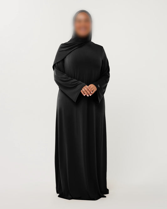 PREMIUM JERSEY ABAYA GHIMAAR SET BLACK LONG