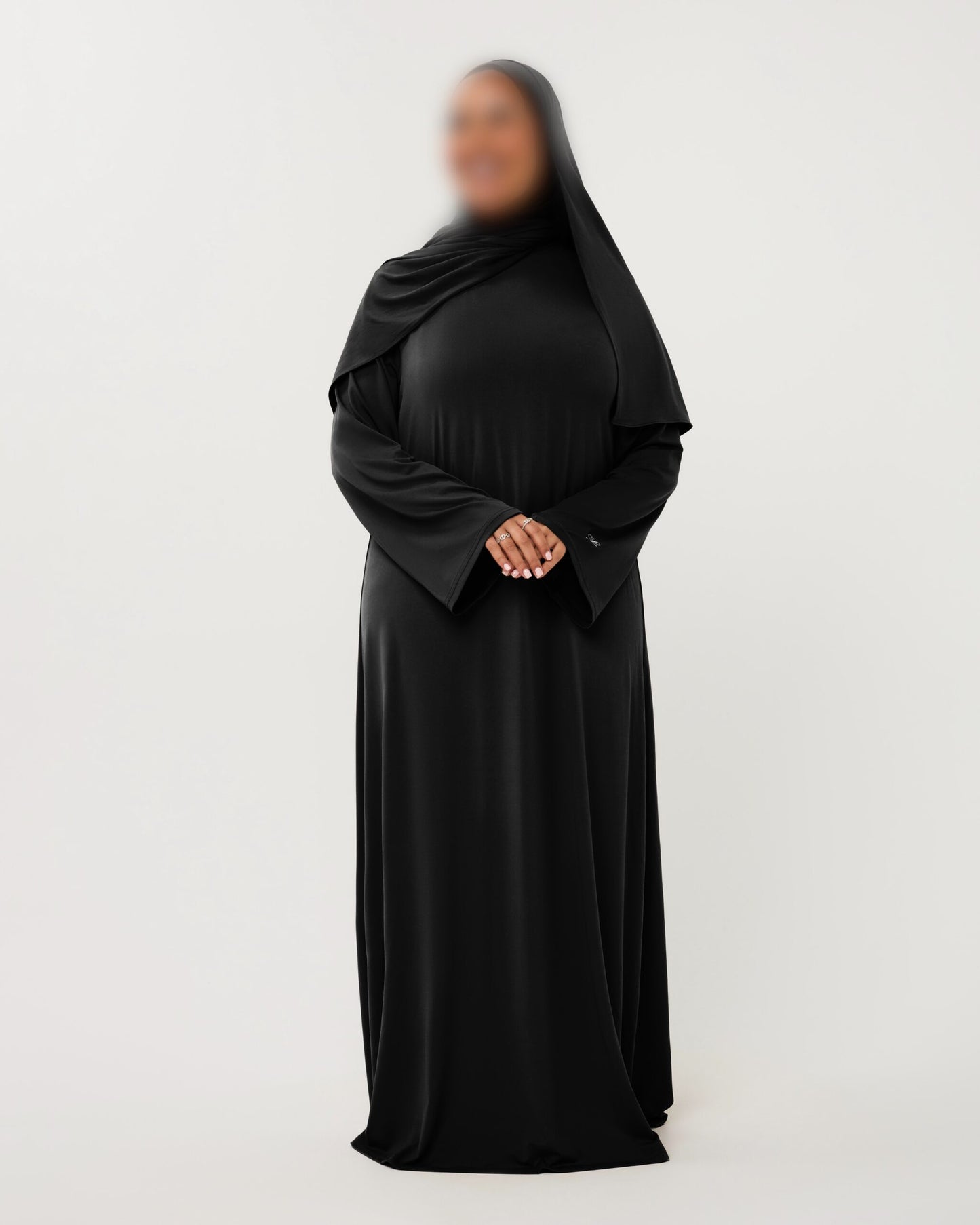 PREMIUM JERSEY ABAYA GHIMAAR SET BLACK SHORT