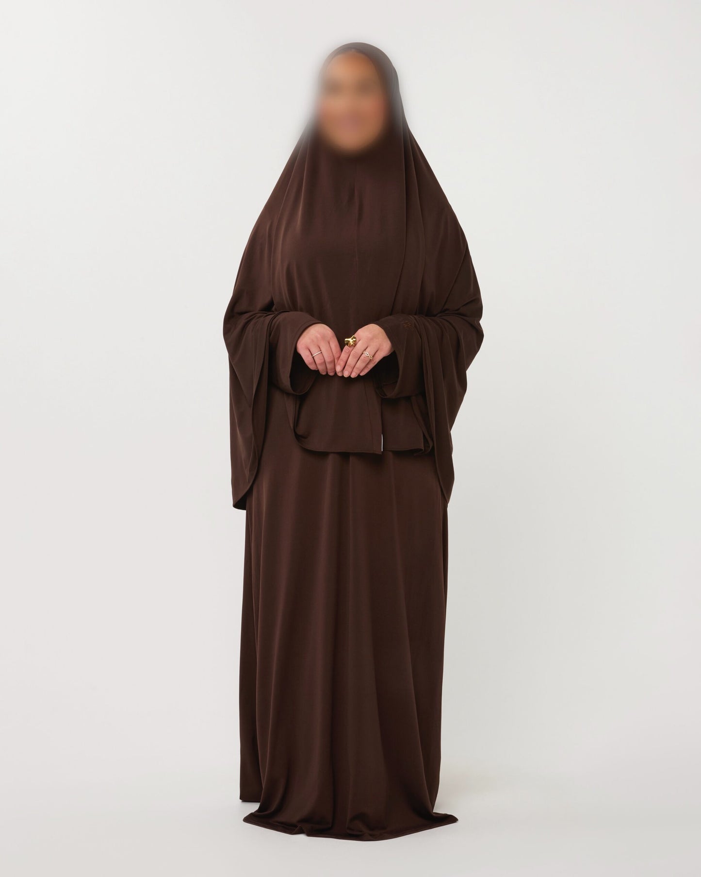 PREMIUM JERSEY ABAYA GHIMAAR SET BROWN SHORT