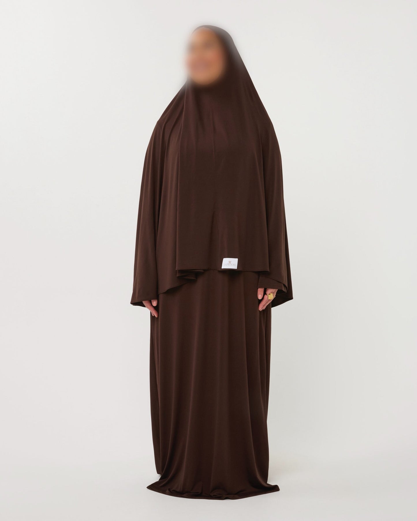 PREMIUM JERSEY ABAYA GHIMAAR SET BROWN SHORT
