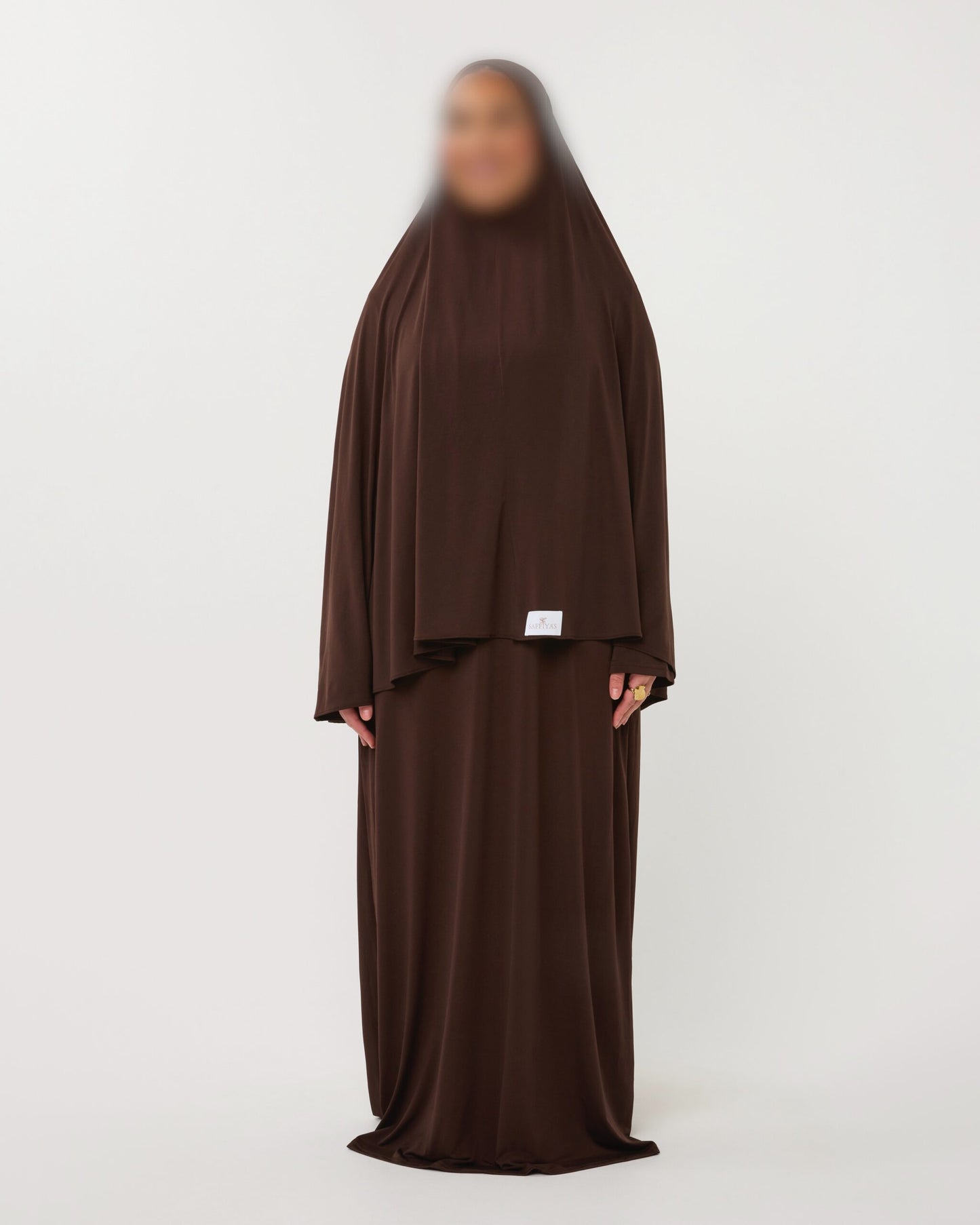 PREMIUM JERSEY ABAYA GHIMAAR SET BROWN LONG
