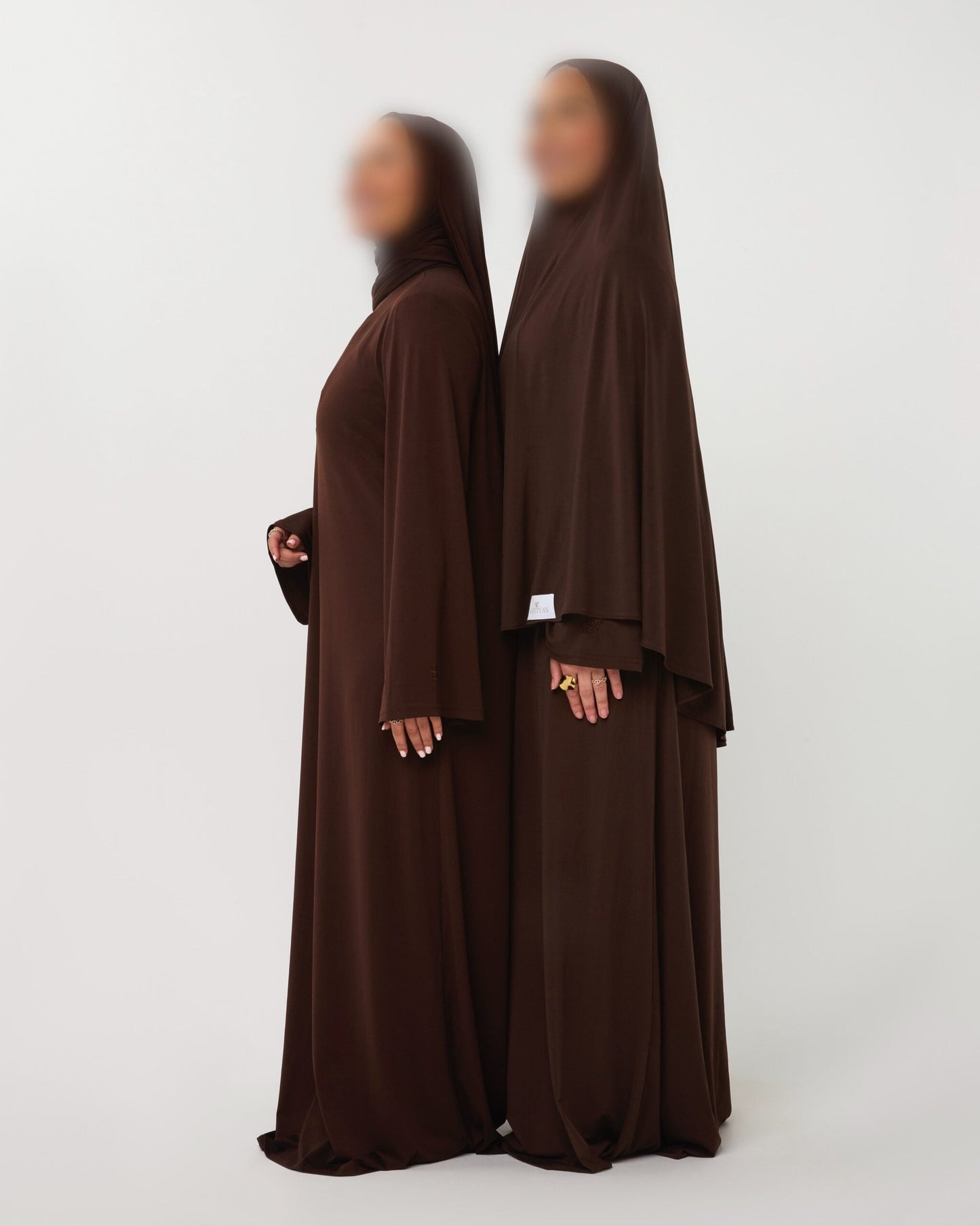 PREMIUM JERSEY ABAYA GHIMAAR SET BROWN SHORT