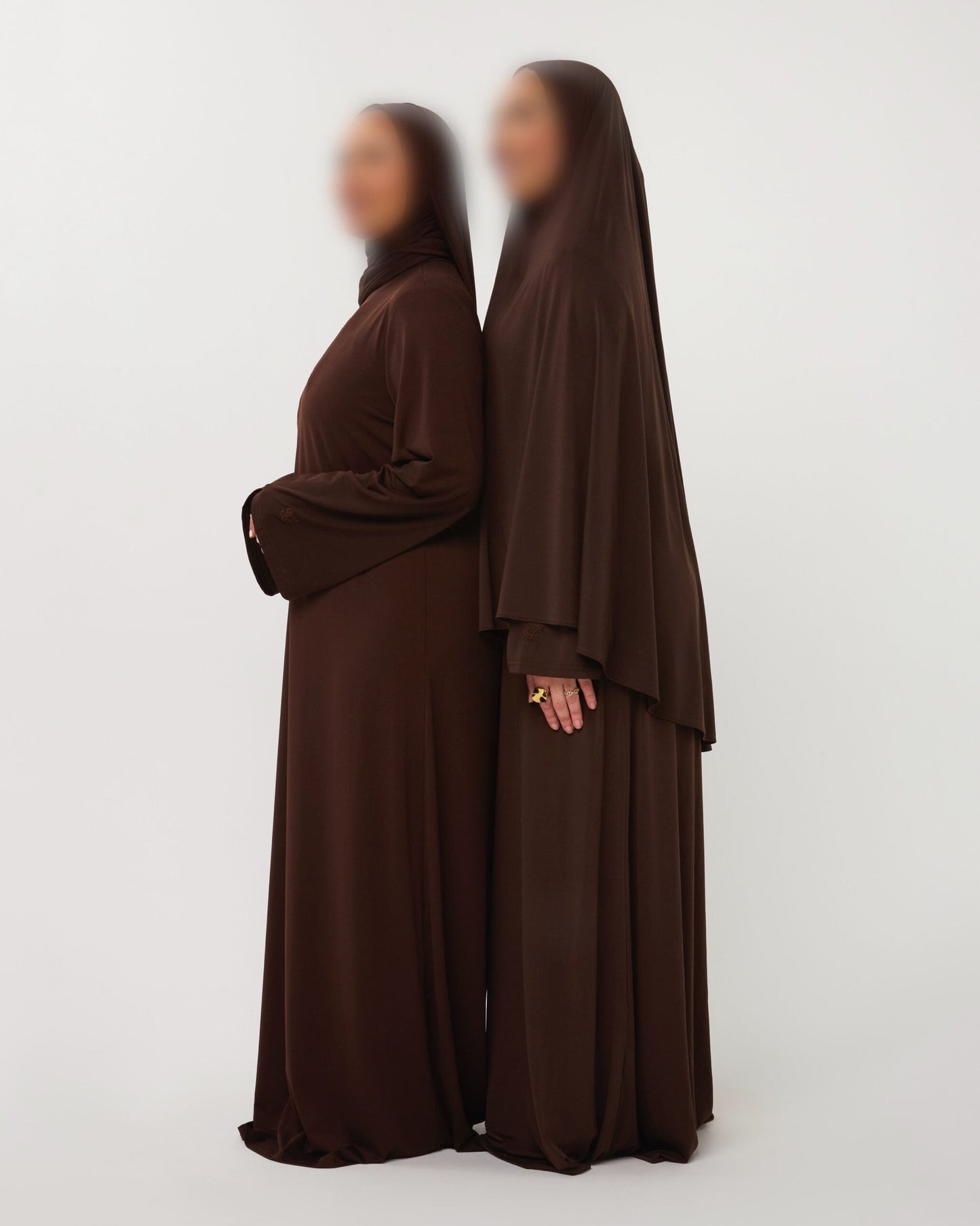 PREMIUM JERSEY ABAYA GHIMAAR SET BROWN SHORT