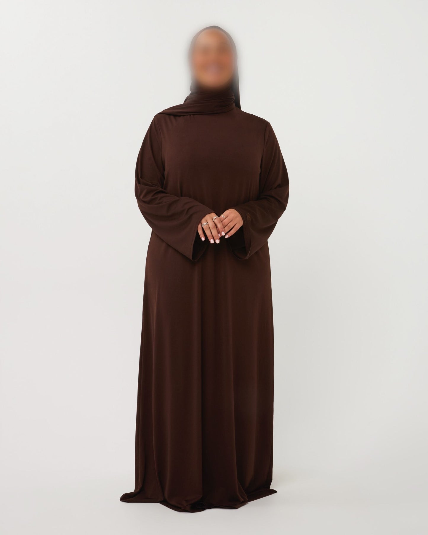 PREMIUM JERSEY ABAYA GHIMAAR SET BROWN SHORT