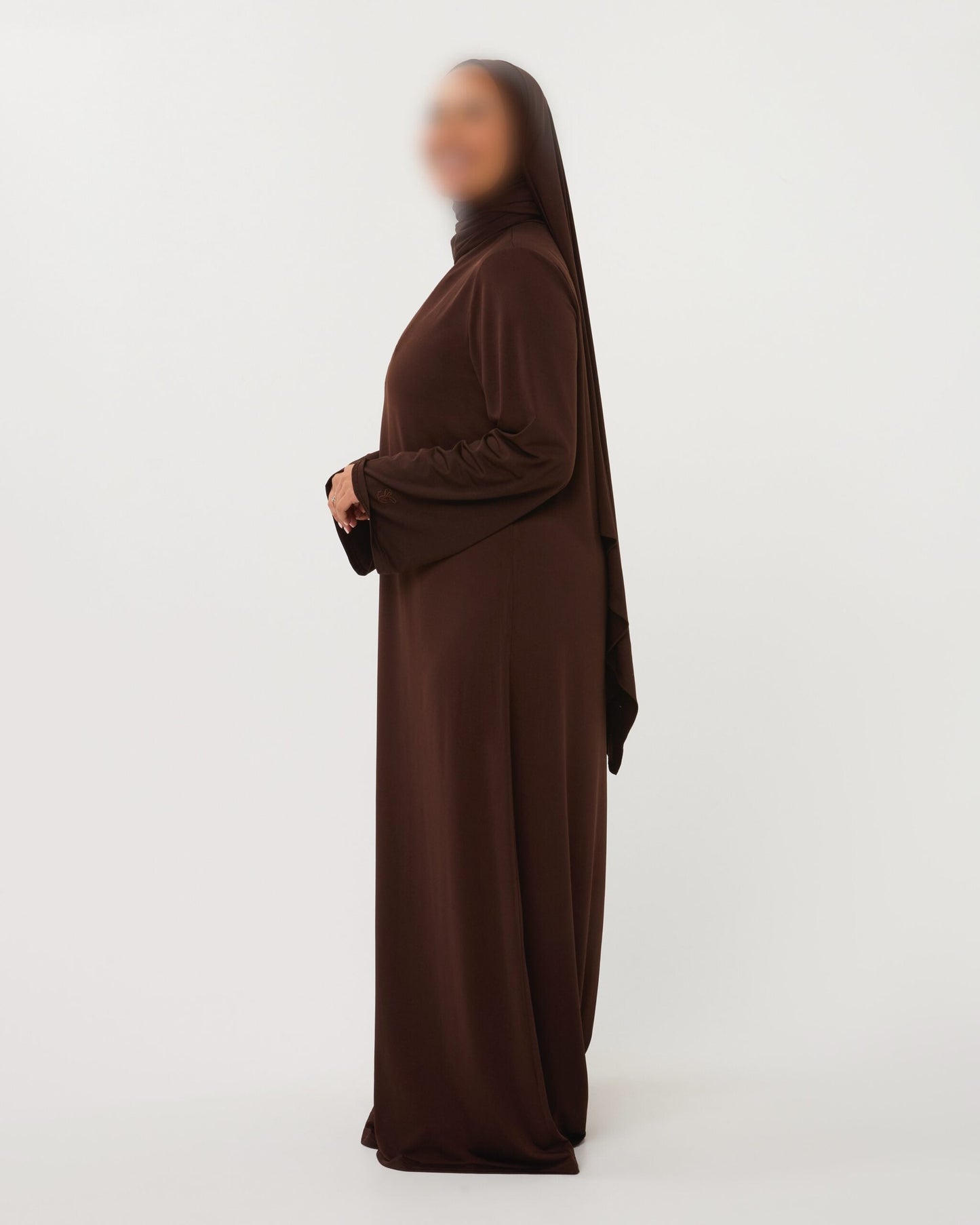 PREMIUM JERSEY ABAYA GHIMAAR SET BROWN LONG