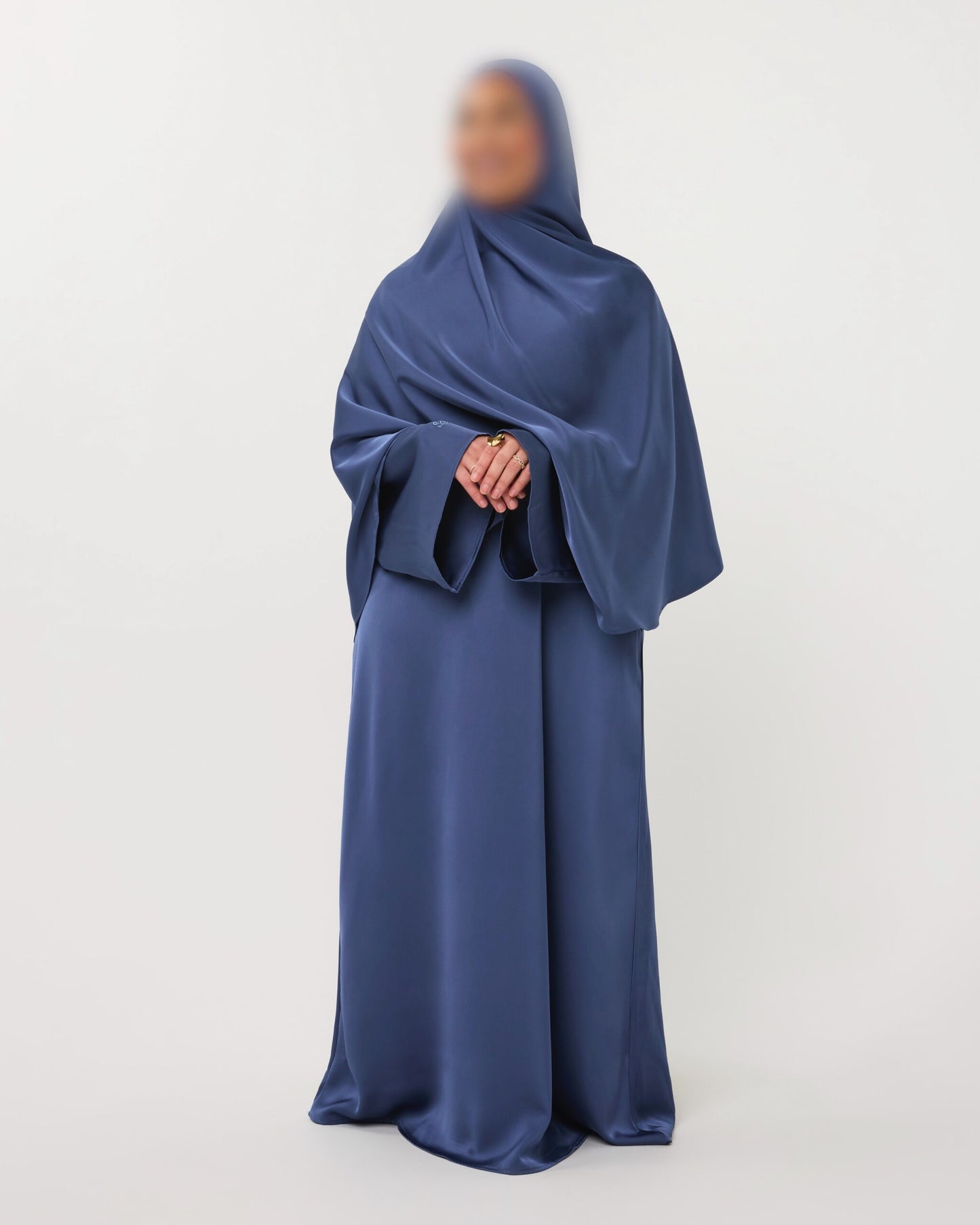 SATIN ABAYA GHIMAARSET BLUE