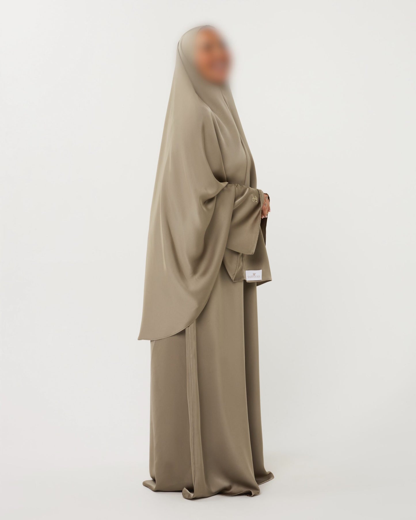 SATIN ABAYA GHIMAARSET MOSS GREEN