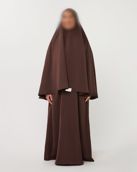 SATIN ABAYA GHIMAARSET BROWN