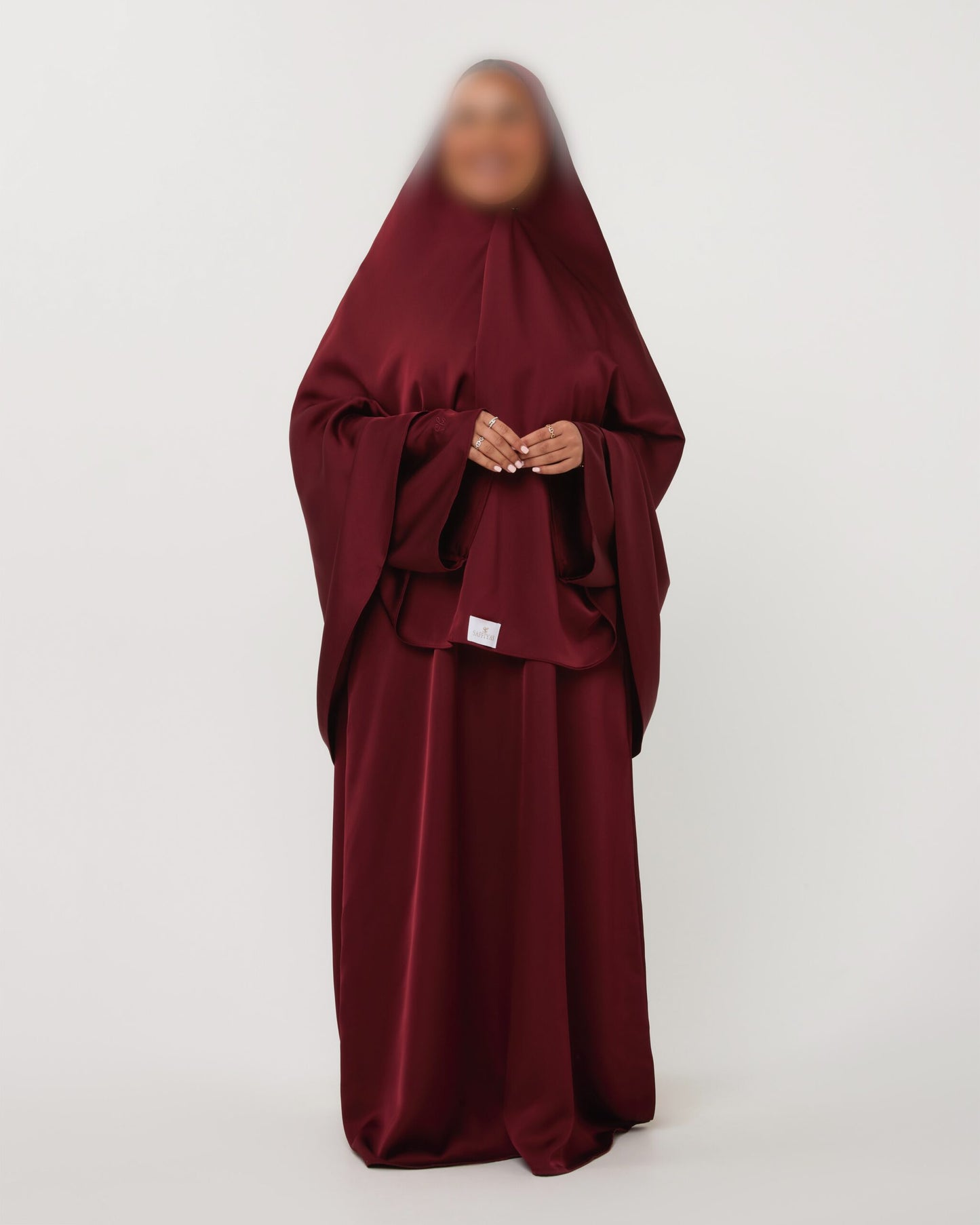 SATIN ABAYA GHIMAARSET CHERRY