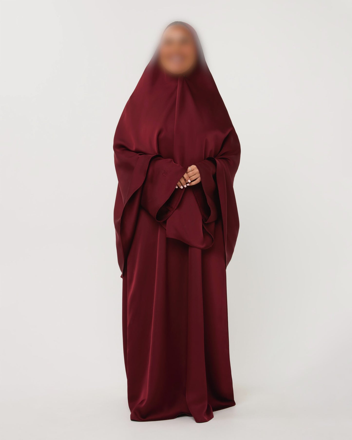 SATIN ABAYA GHIMAARSET CHERRY
