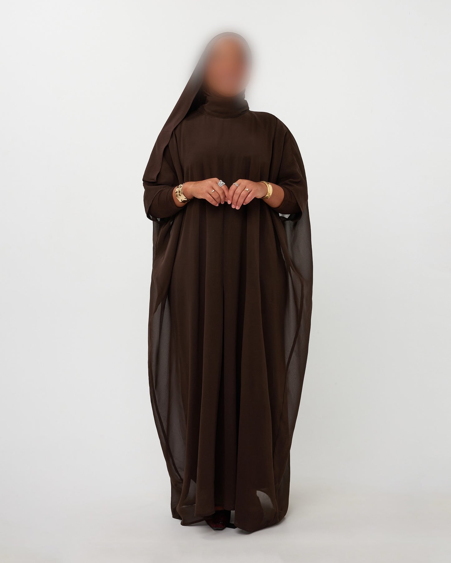 CAPEDRESS  CHIFFON DARKBROWN