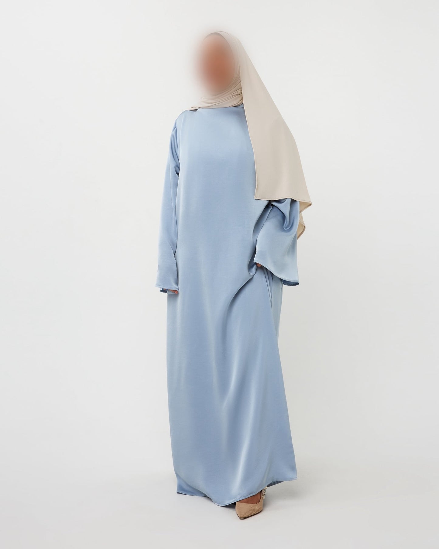 SATIN DRESS HIGH NECK AQUA