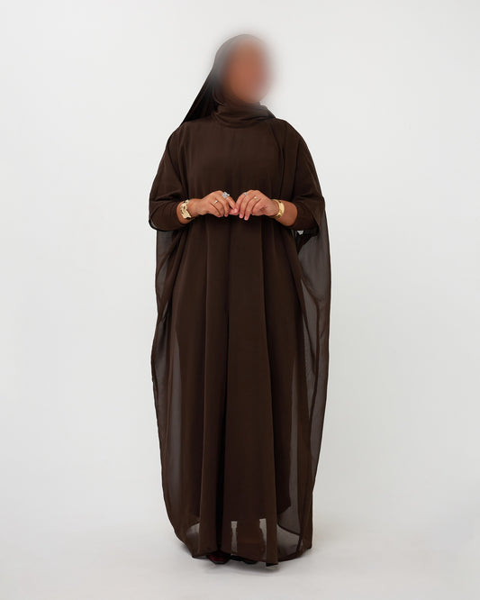 CAPEDRESS  CHIFFON DARKBROWN