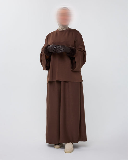 ESSENTIAL SKIRT SET DARKBROWN