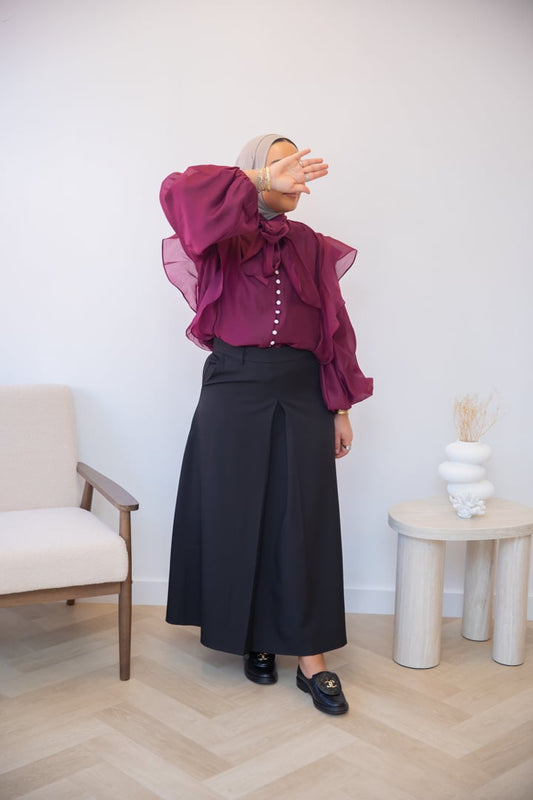 RUFFLE BLOUSE BORDEAUX