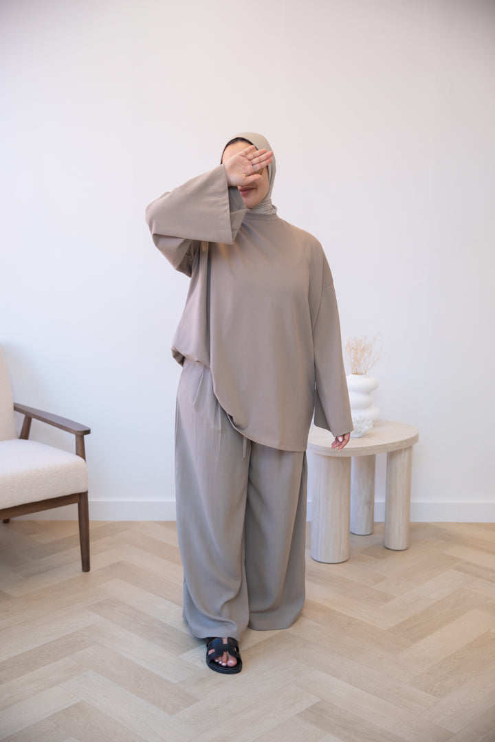 OVERSIZED COTTON TOP TAUPE