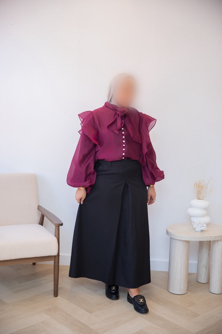 RUFFLE BLOUSE BORDEAUX