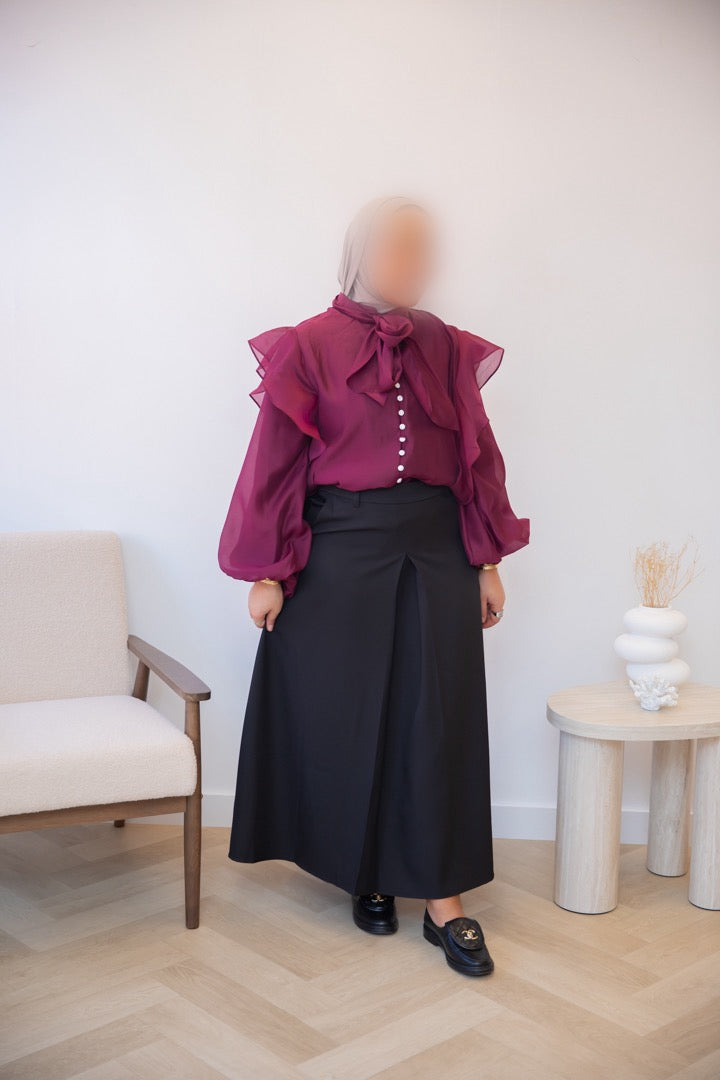 RUFFLE BLOUSE BORDEAUX