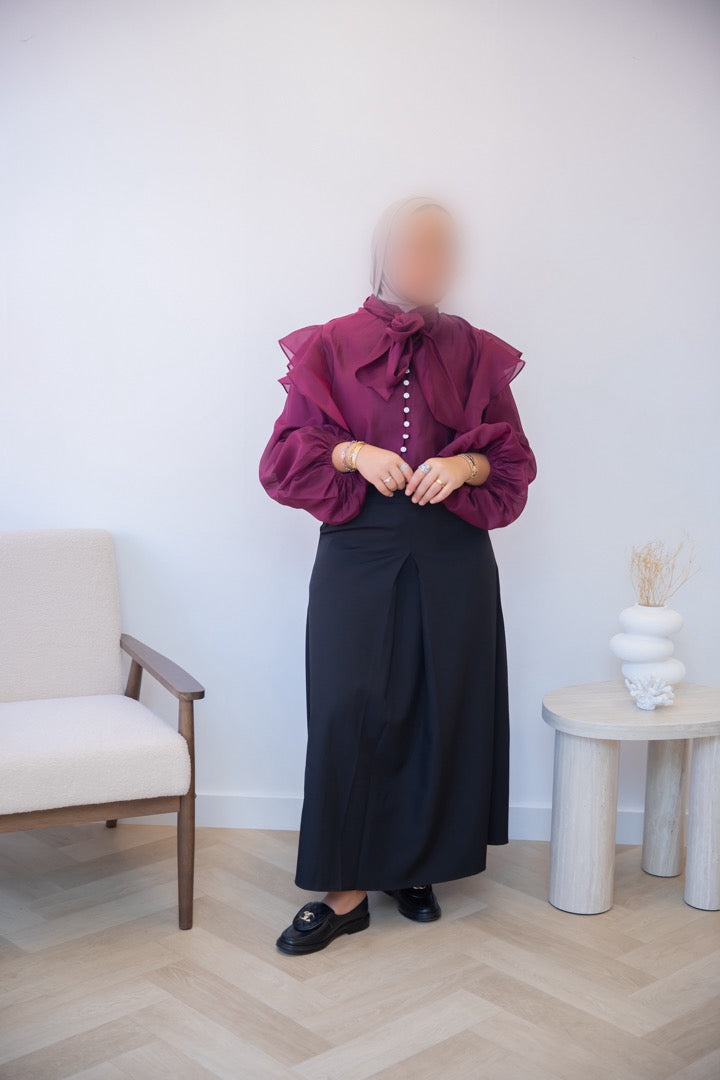 RUFFLE BLOUSE BORDEAUX