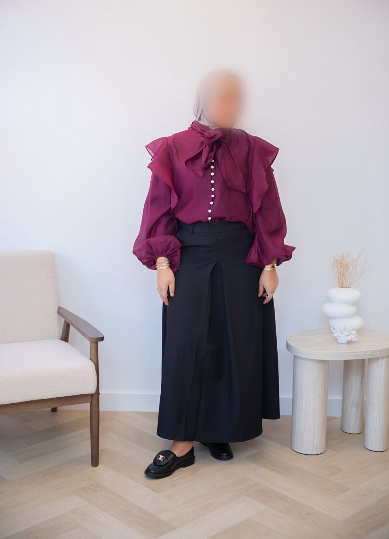 RUFFLE BLOUSE BORDEAUX