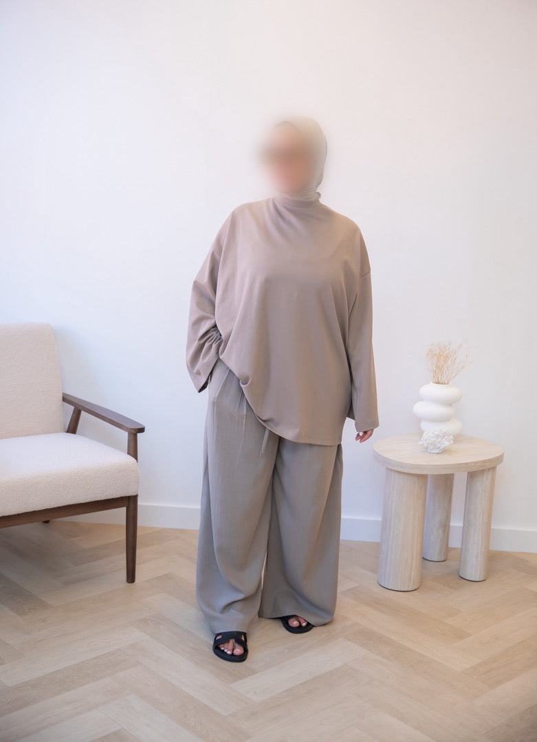 OVERSIZED COTTON TOP TAUPE
