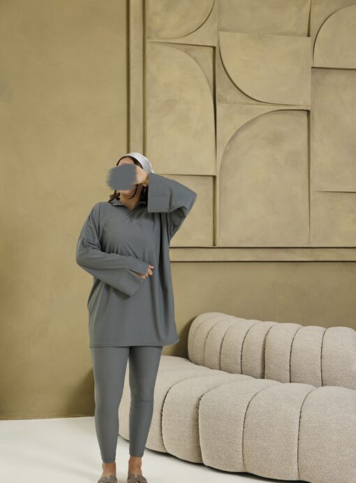 PREMIUM BURKINI MET SPLIT BLUEGREY SHORT - Afbeelding 2