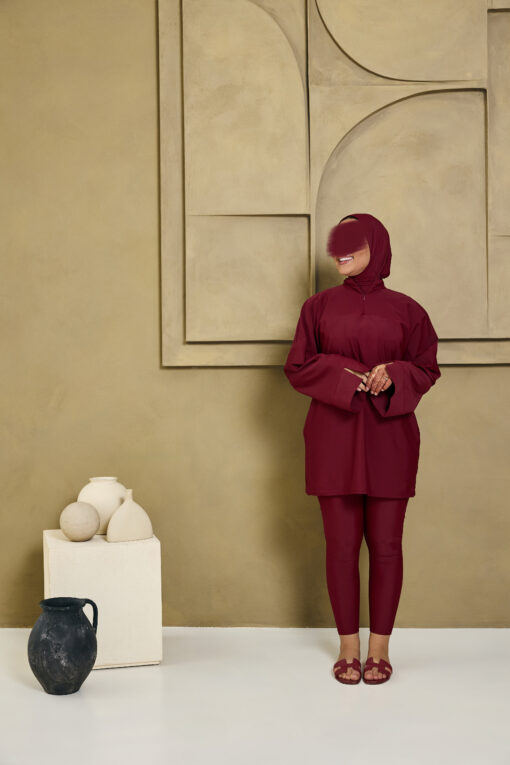 PREMIUM BURKINI MET SPLIT BURGUNDY SHORT