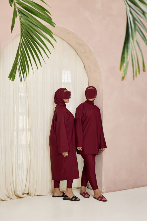 PREMIUM BURKINI MET SPLIT BURGUNDY LONG - Afbeelding 2