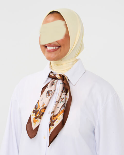 SATIN SILK SCARF BROWN
