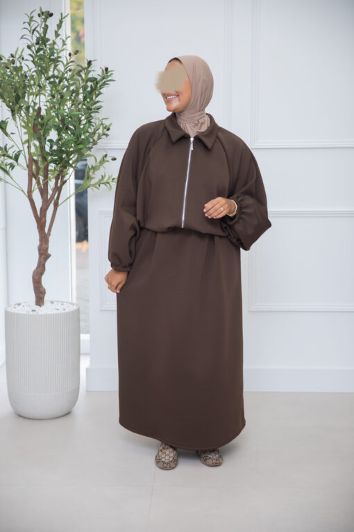 SKIRT SET ZIPPER DARKBROWN - Afbeelding 3