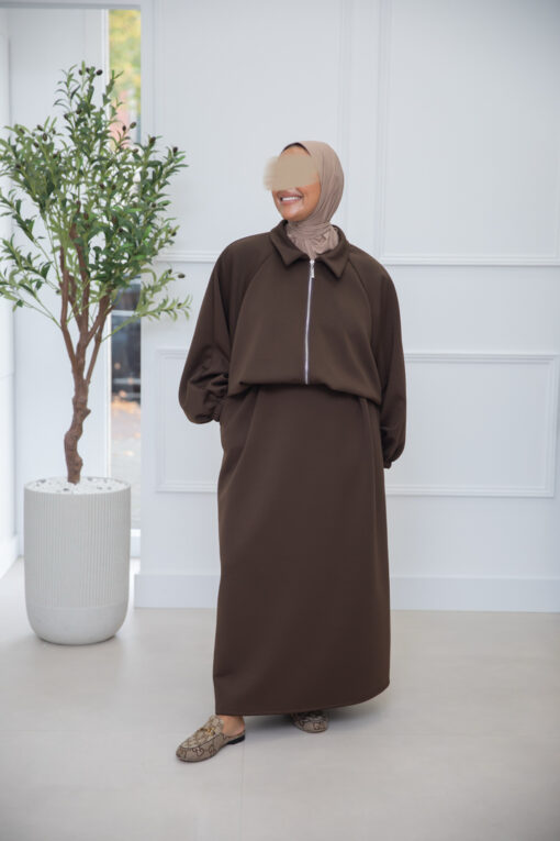SKIRT SET ZIPPER DARKBROWN - Afbeelding 2