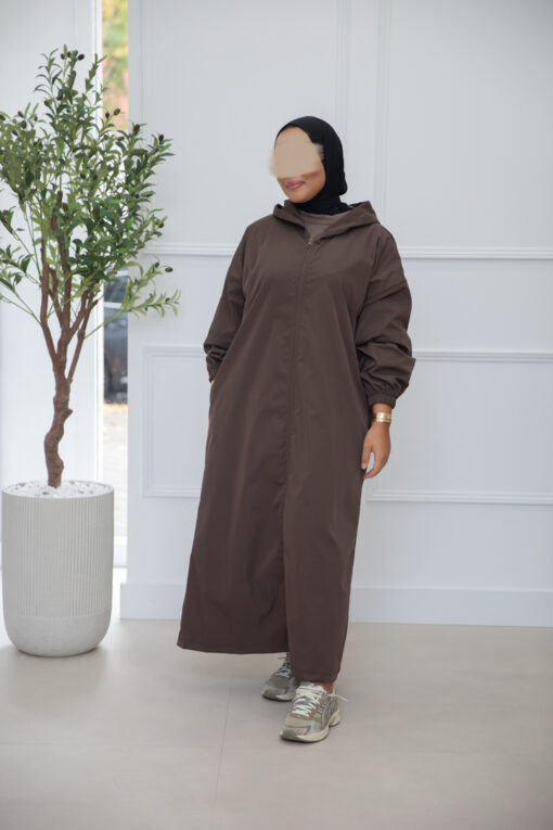 COAT MET CAPUCHON BROWN