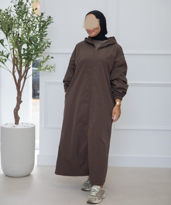 COAT MET CAPUCHON BROWN