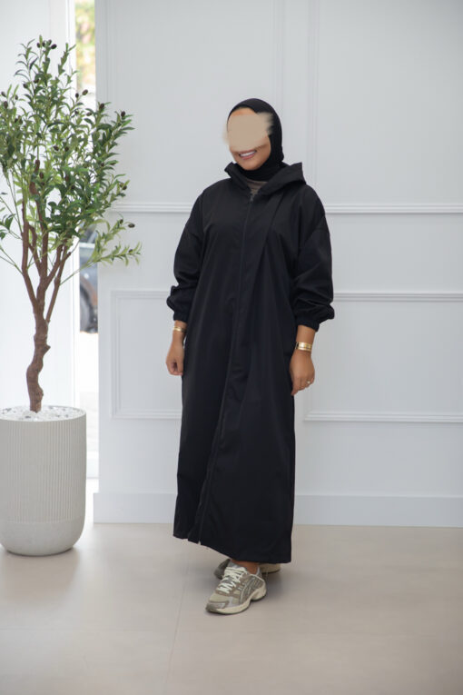 COAT MET CAPUCHON BLACK