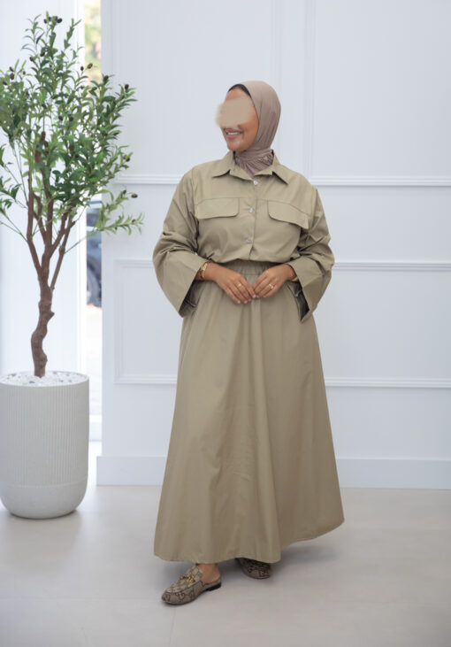COTTON SKIRT SET TAUPE - Afbeelding 4