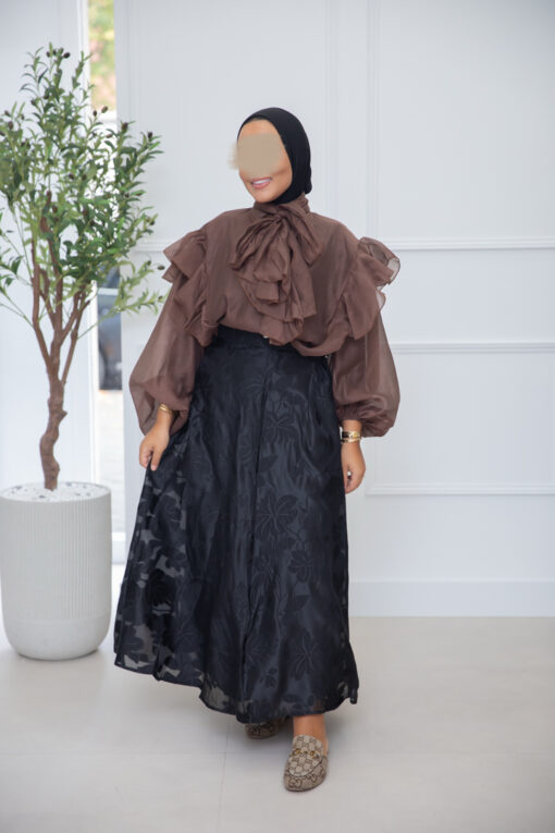 RUFFLE BLOUSE BROWN