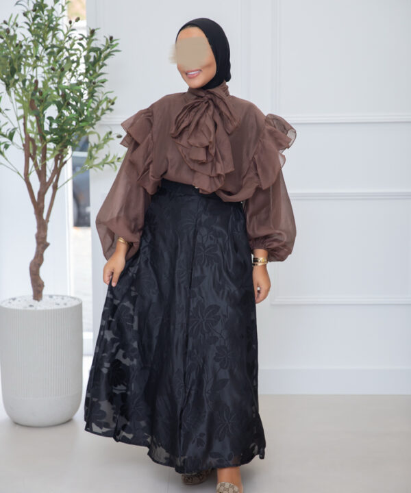 RUFFLE BLOUSE BROWN