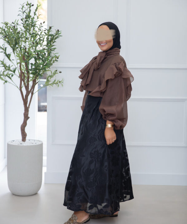 Alternative view of RUFFLE BLOUSE BROWN